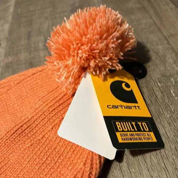 Carhartt Knit Cuffed Pom Pom Beanie, two tone, Apricot Cider  - OS - Picture 2 of 6